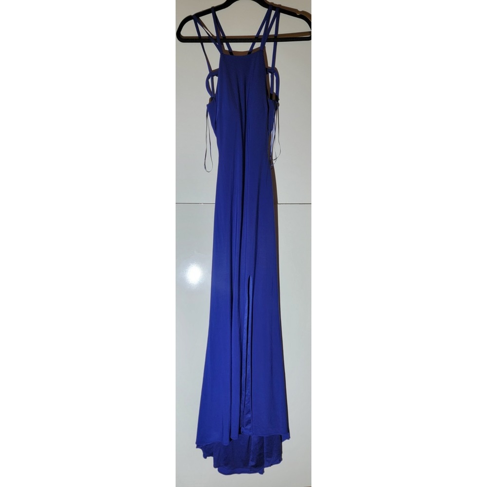 Morgan & Co Womens Royal Blue Formal Maxi Dress with Strappy Open Back Sz 9/10